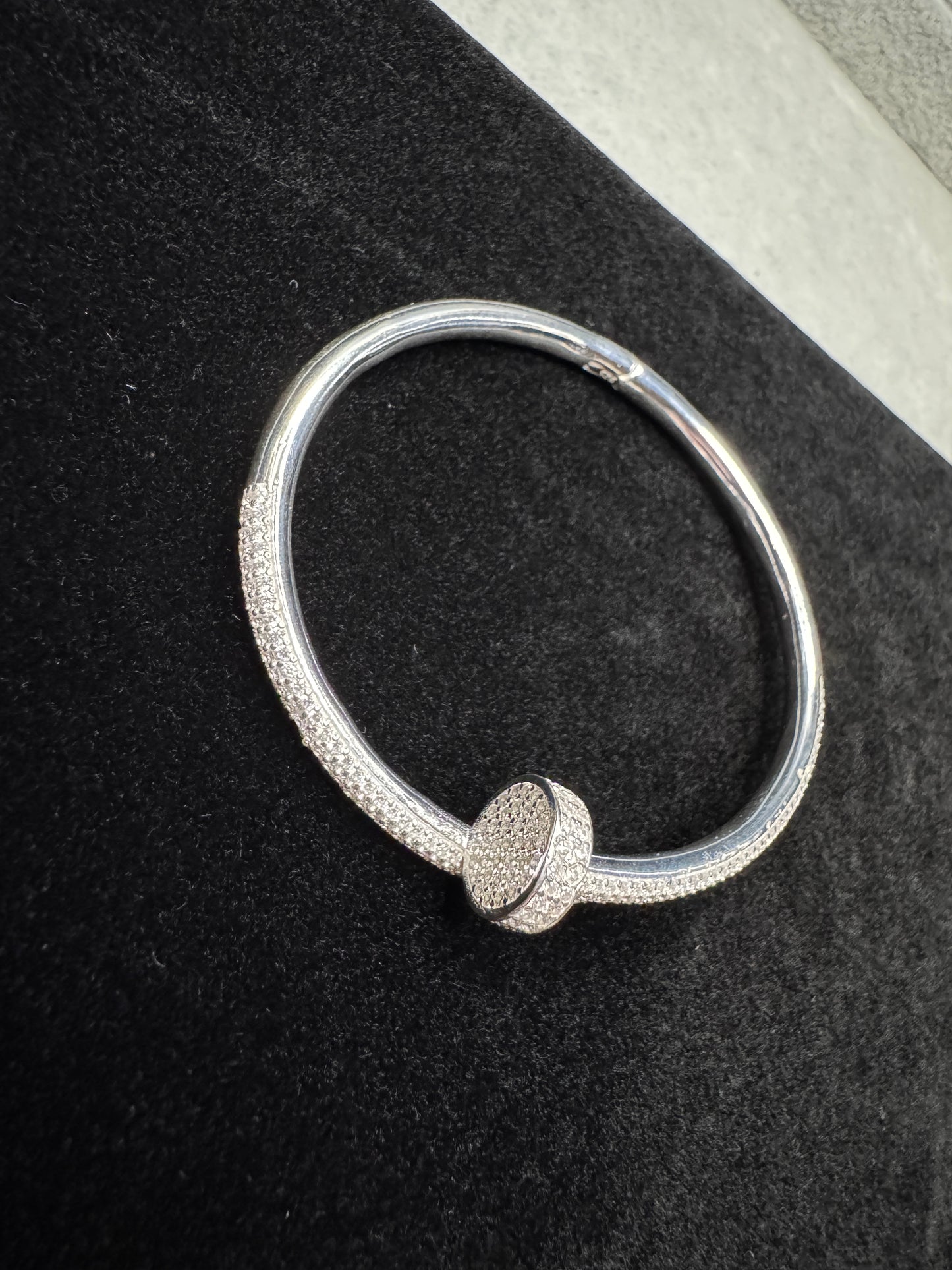 Sterling Silver CZ Nail bangle