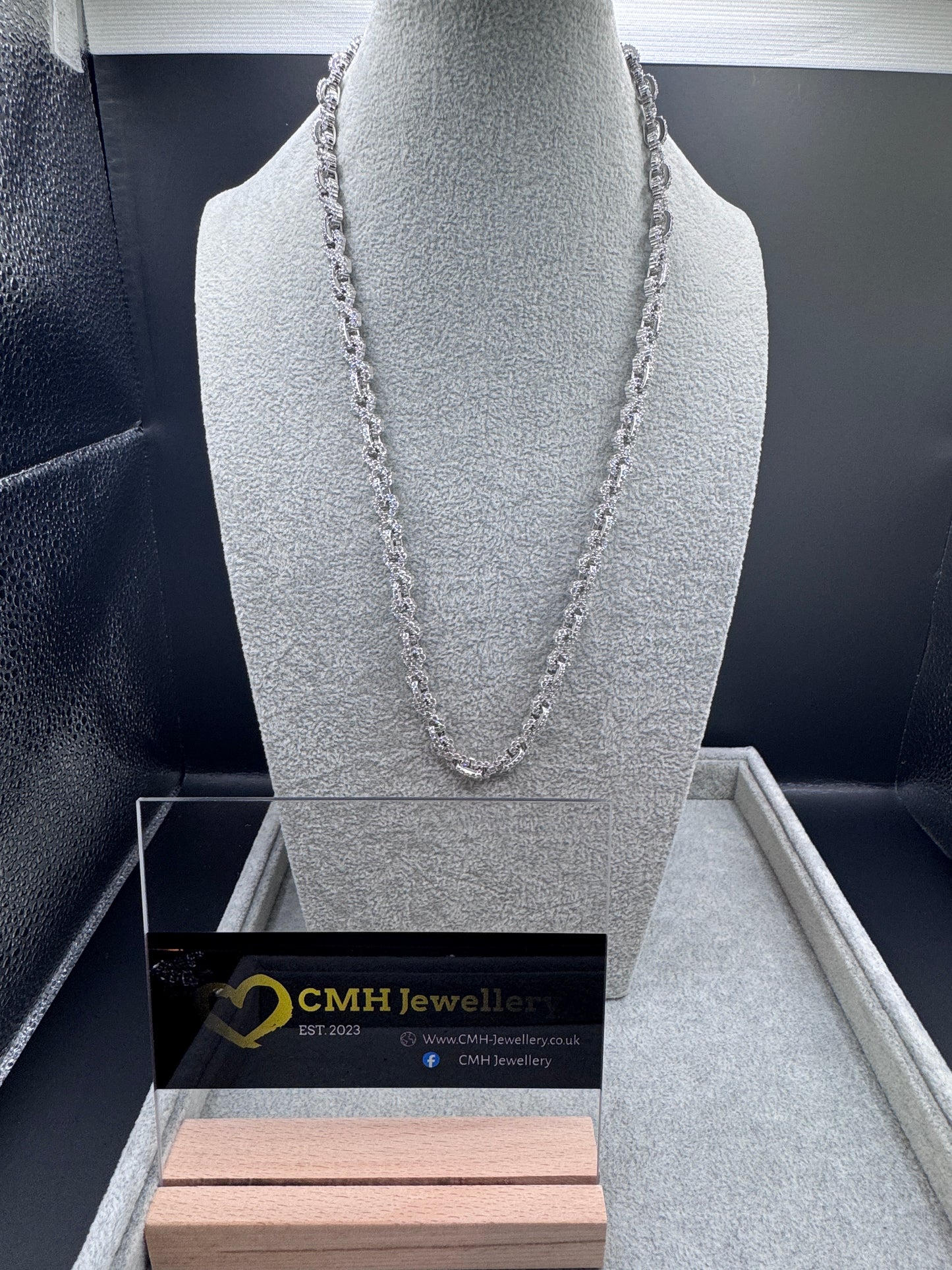 Sterling Silver Cz Infinity Link Chain Necklace