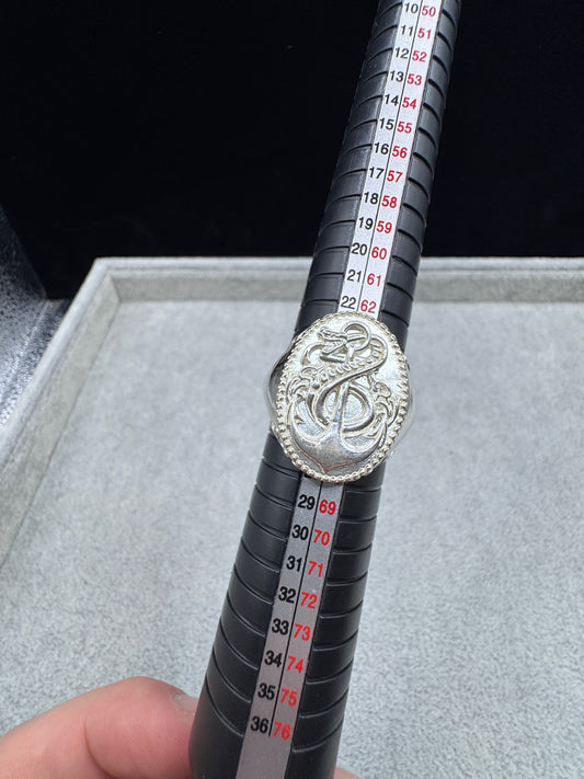 Sterling Silver Snake Anchor Sailor Ring