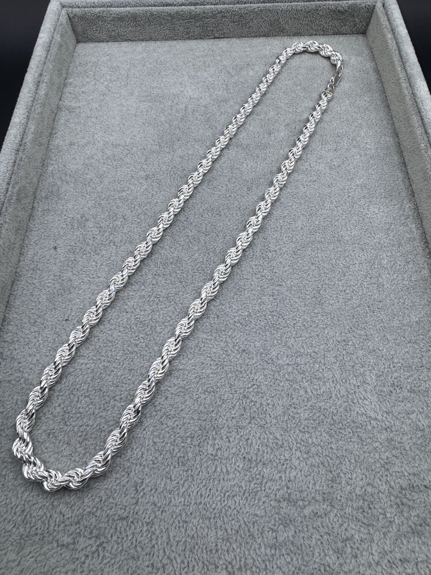 Sterling Silver Large Diamond Cut Rope Chain 8mm