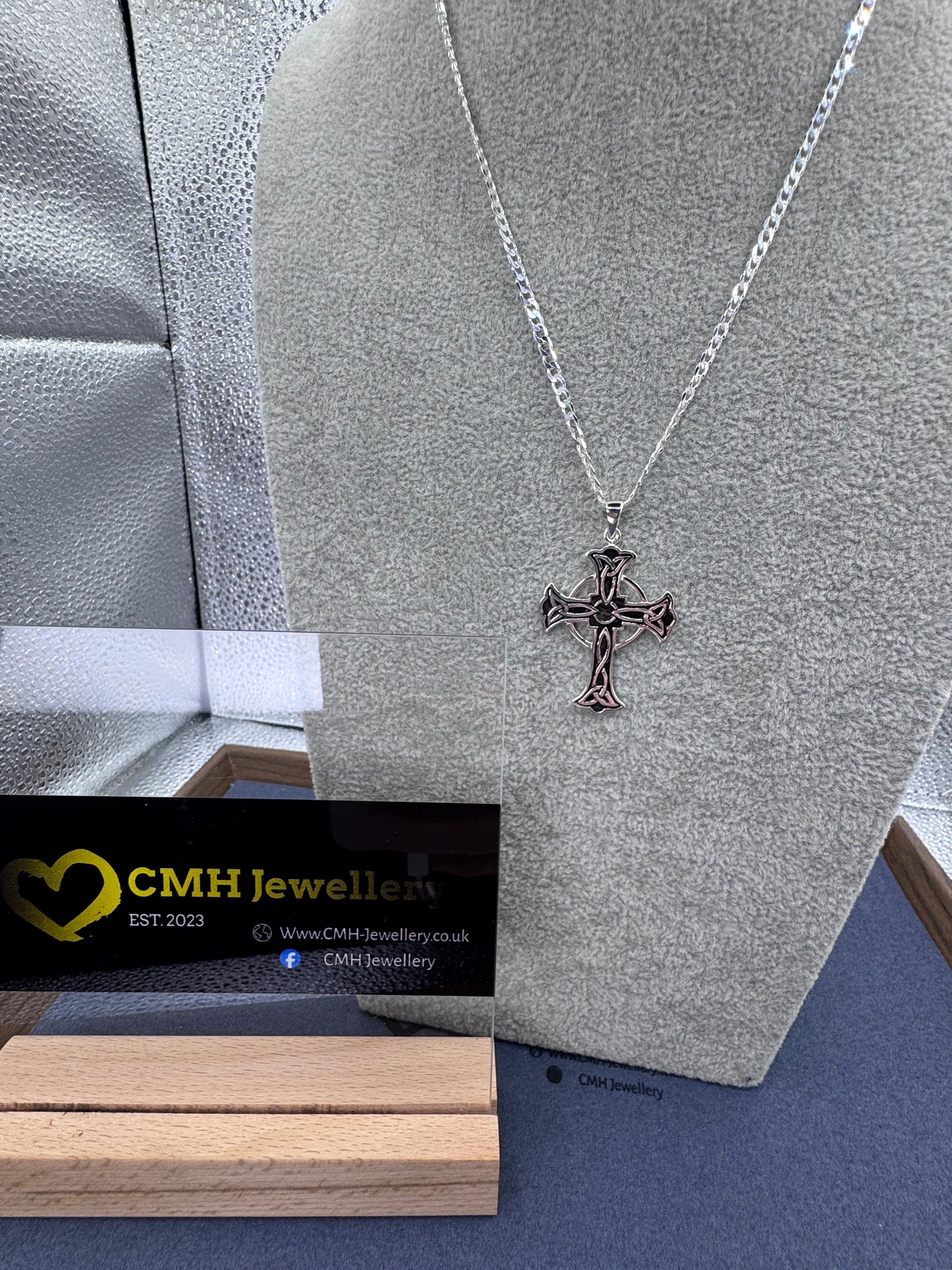 Sterling Silver Celtic Knot Cross 47.5mm