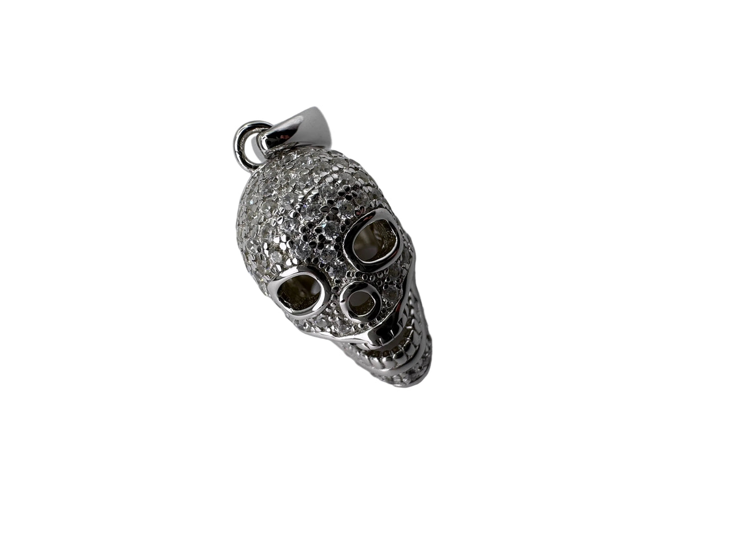 Sterling Silver Mini Cz Skull Pendant 21.5mm