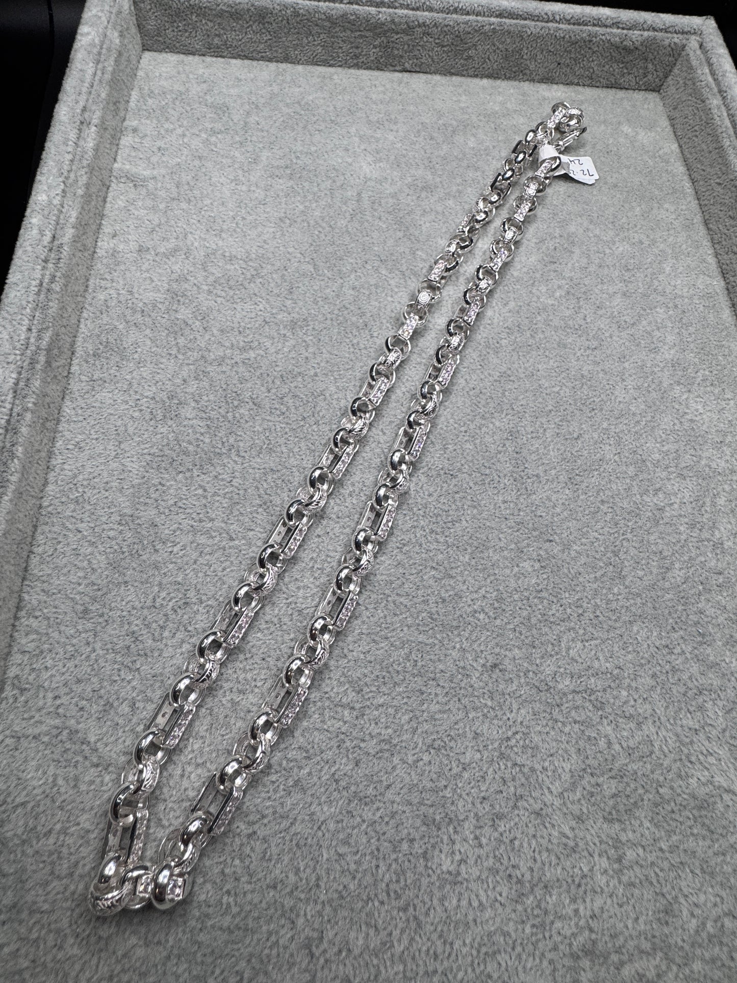 Sterling Silver CZ Gypsy Link/Belcher Chain Necklace
