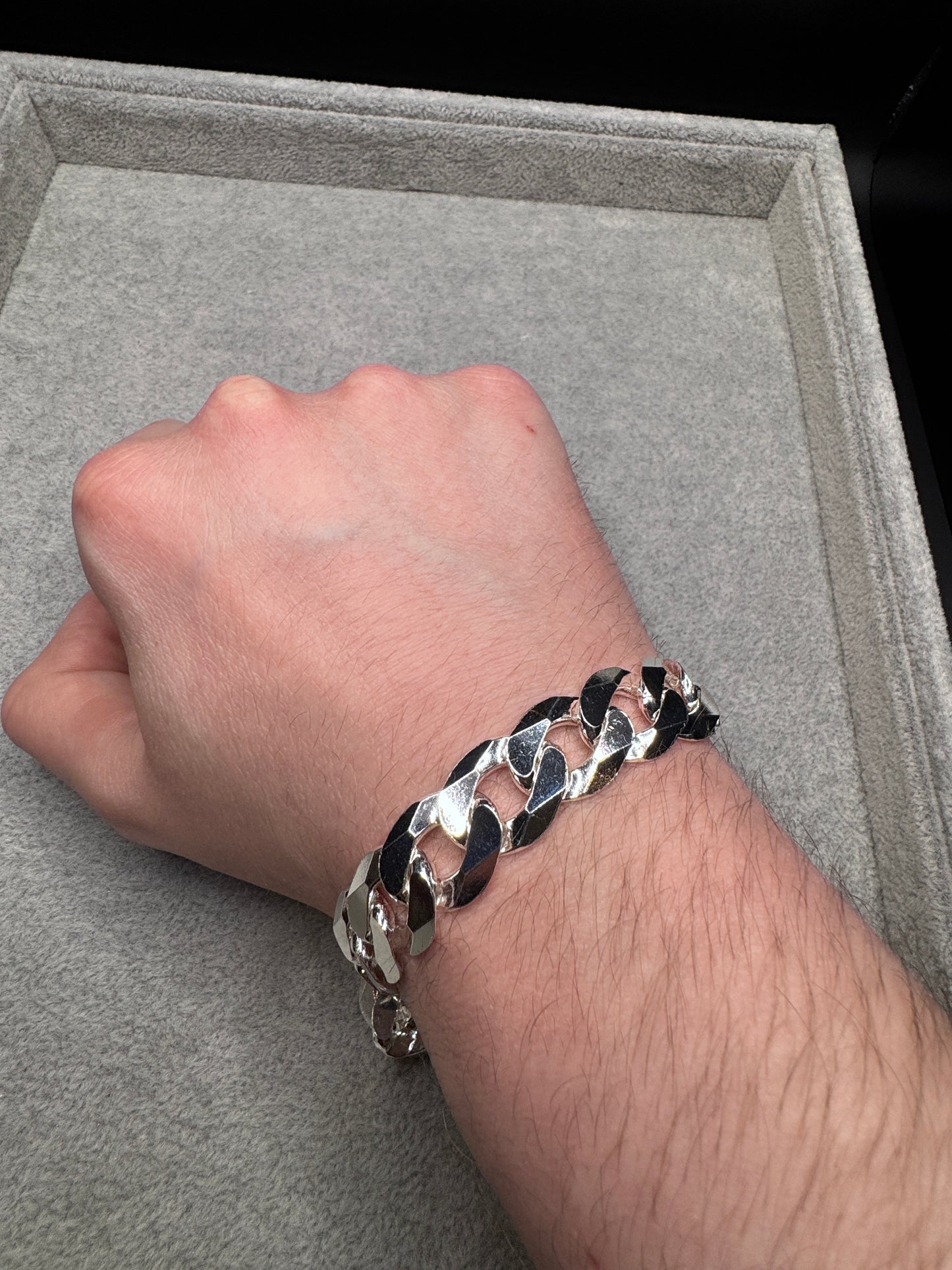 Sterling Silver Curb Bracelet 15mm
