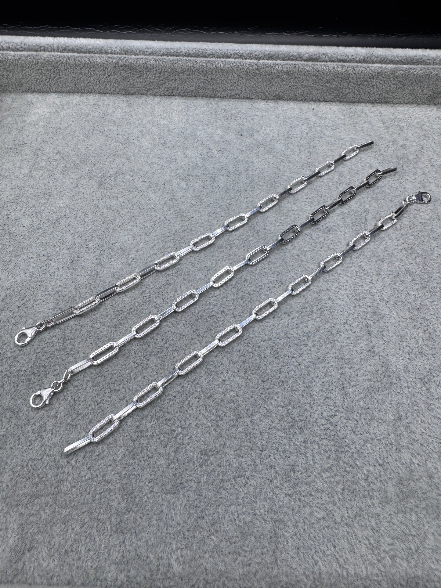 Sterling Silver CZ ladies Oval Link Bracelet