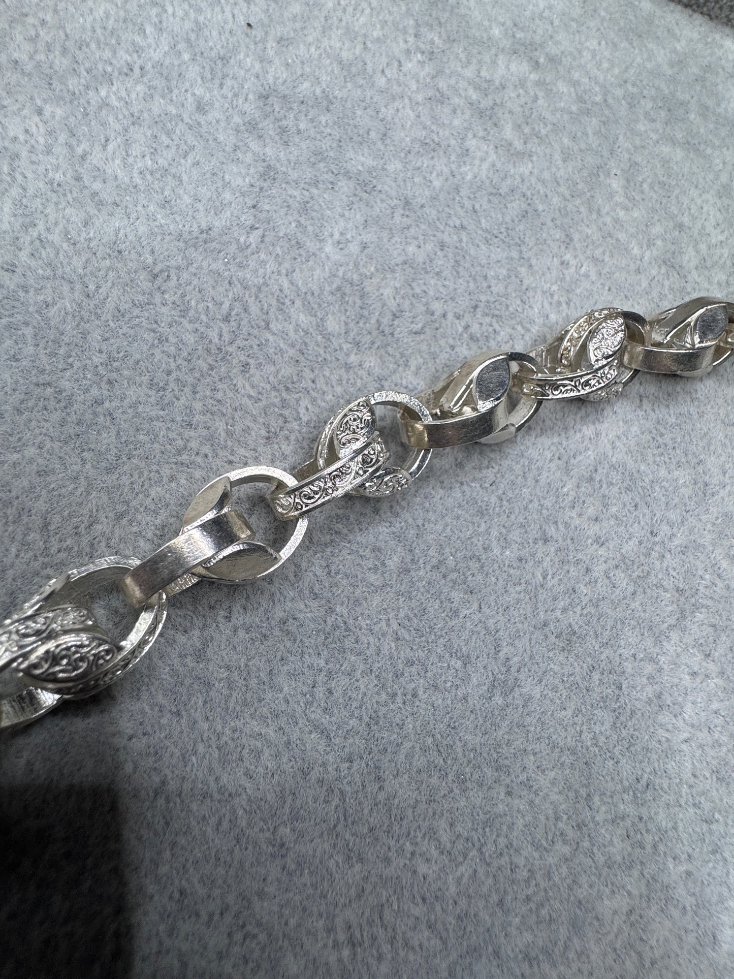 Sterling Silver Patterned & Plain Tulip bracelet 11.5mm