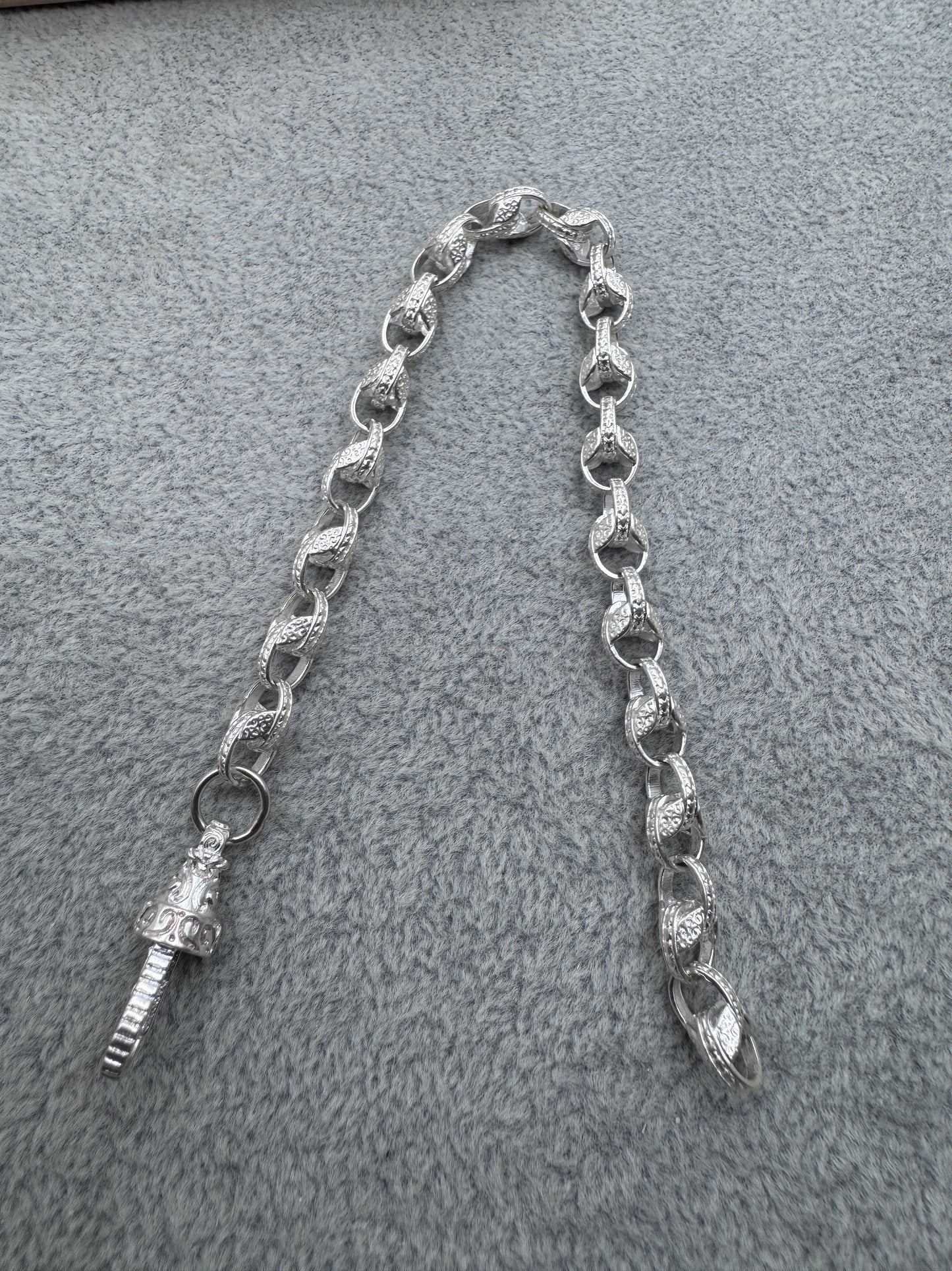 Sterling Silver Patterned Tulip Chain Necklace 7.5mm