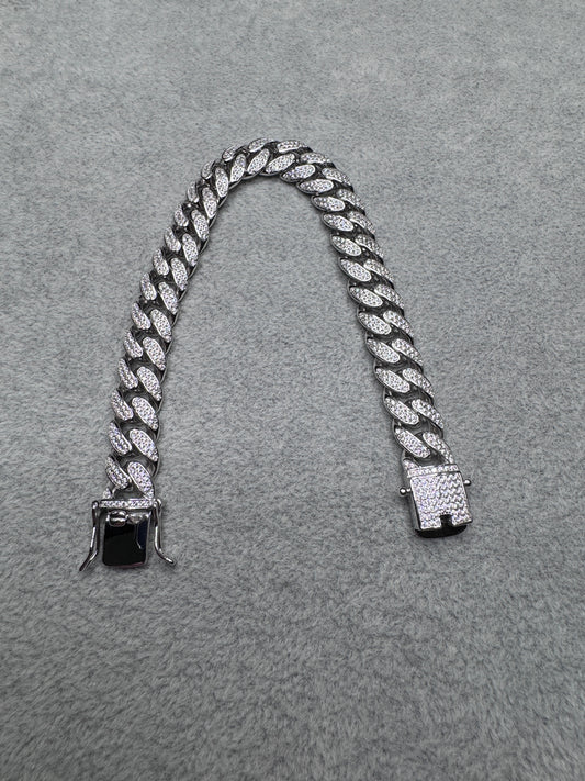 Sterling Silver CZ Twisted Cuban Bracelet