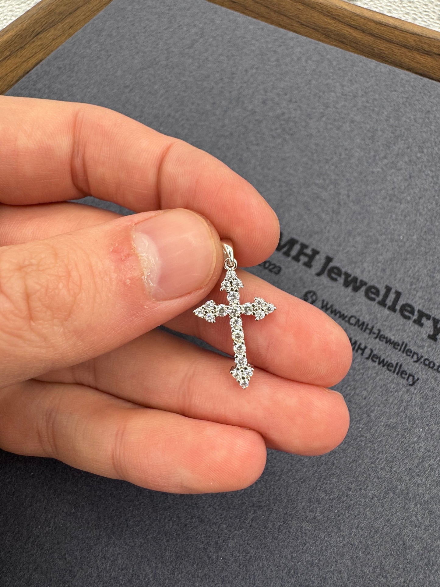 Sterling Silver XS CZ Cross Pendant 25.5mm