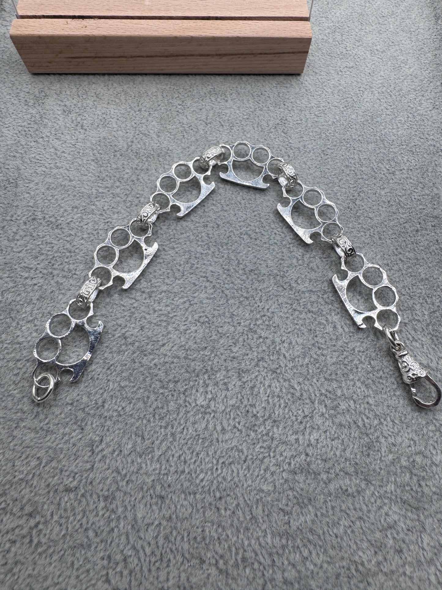 Sterling Silver Knuckle Duster Bracelet 17.5mm