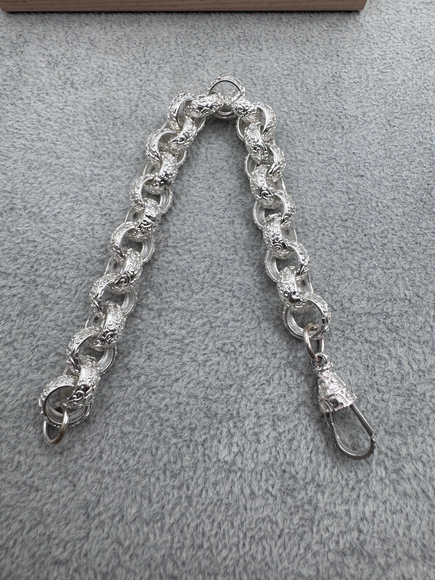 Sterling Silver Patterned Belcher Bracelet 12.5mm