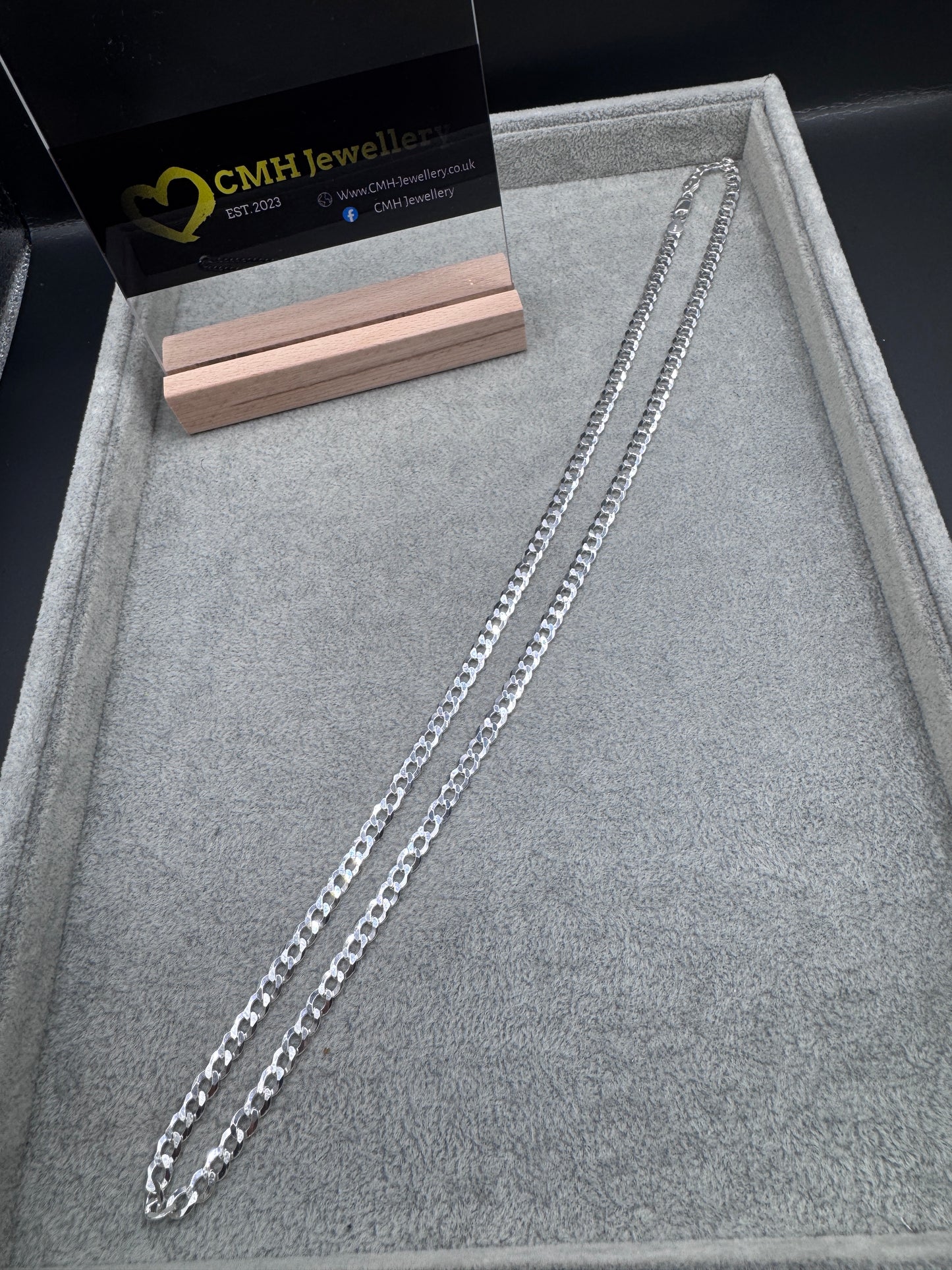 Sterling Silver Flat Curb Chain Necklace 6mm
