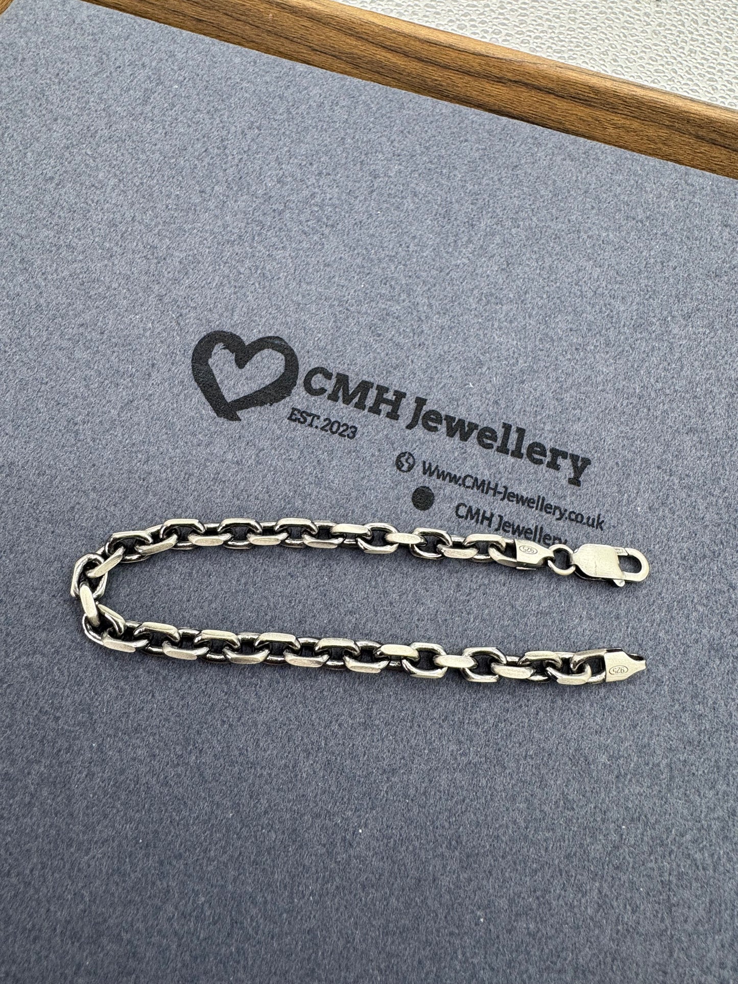 Sterling Silver Oxidised Anchor Bracelet 5.3mm