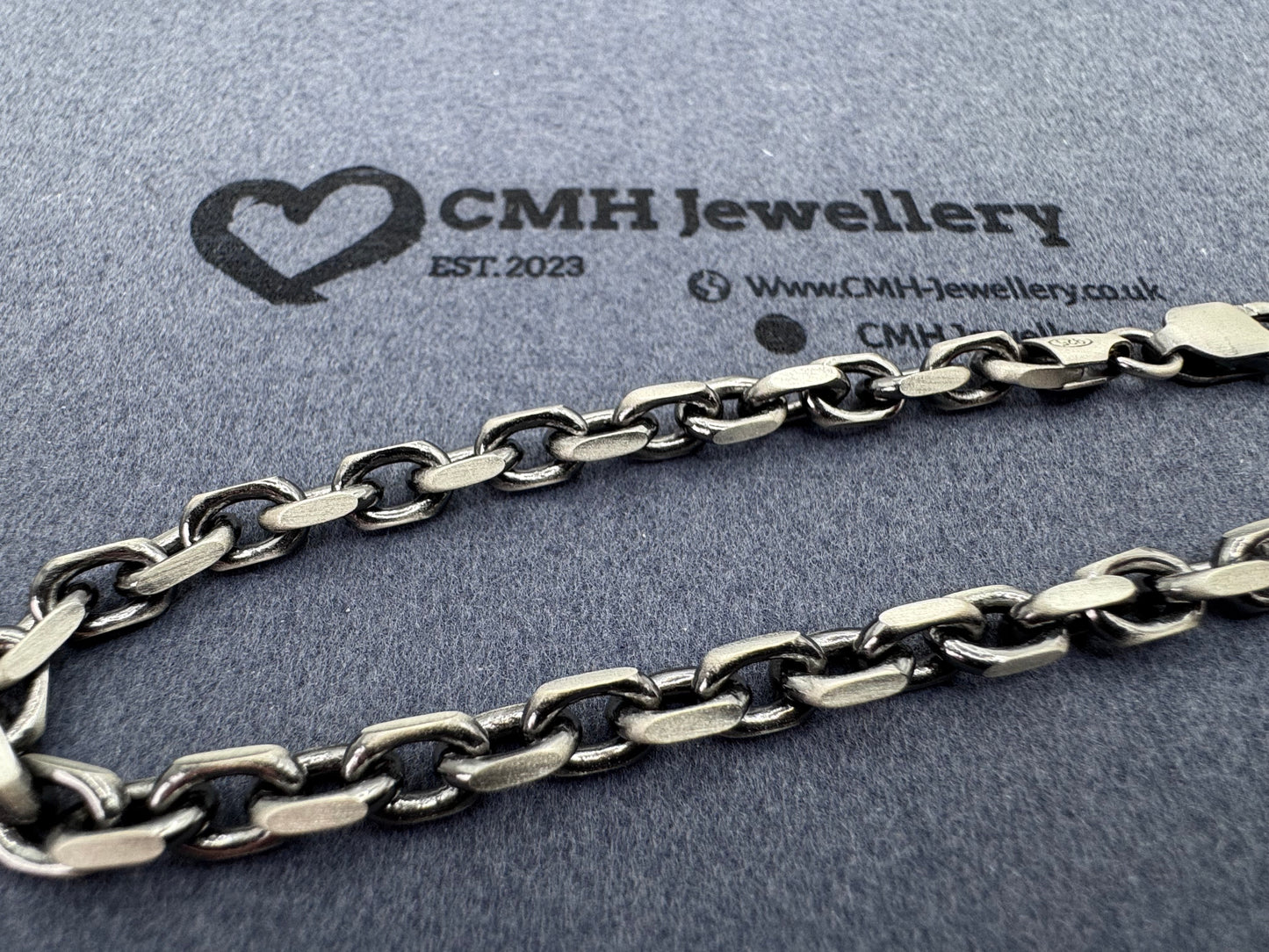 Sterling Silver Oxidised Anchor Bracelet 5.3mm