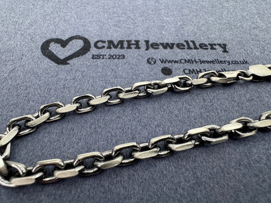 Sterling Silver Oxidised Anchor Bracelet 5.3mm
