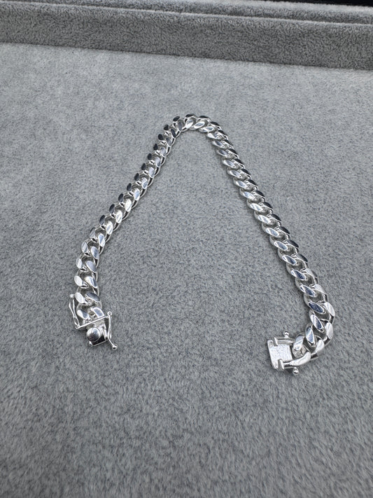 Sterling Silver Cuban Bracelet w/ Box Clasp 8.5mm