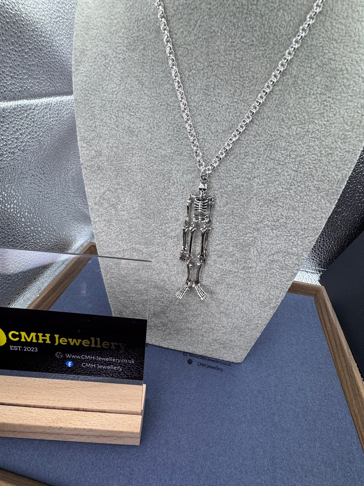 Sterling Silver Large Articulated Skeleton Pendant