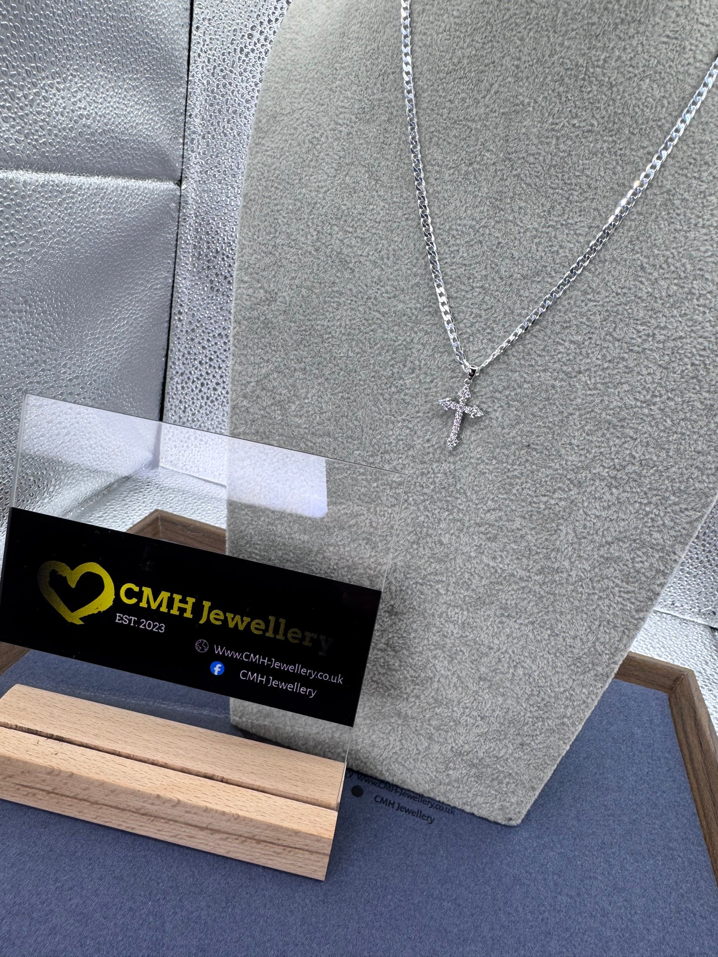 Sterling Silver XS CZ Cross Pendant 25.5mm