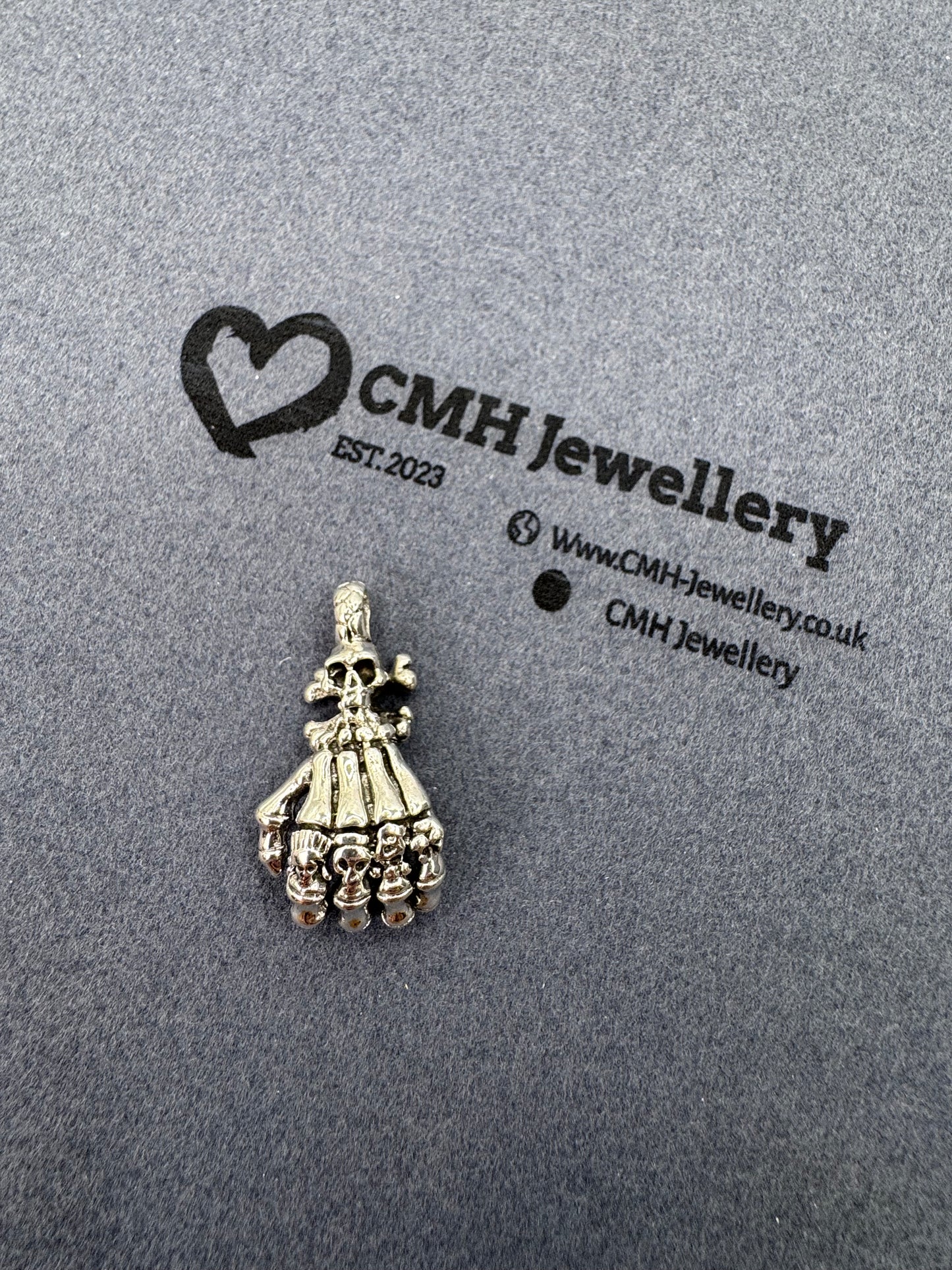 Sterling Silver Skull Fist Pendant