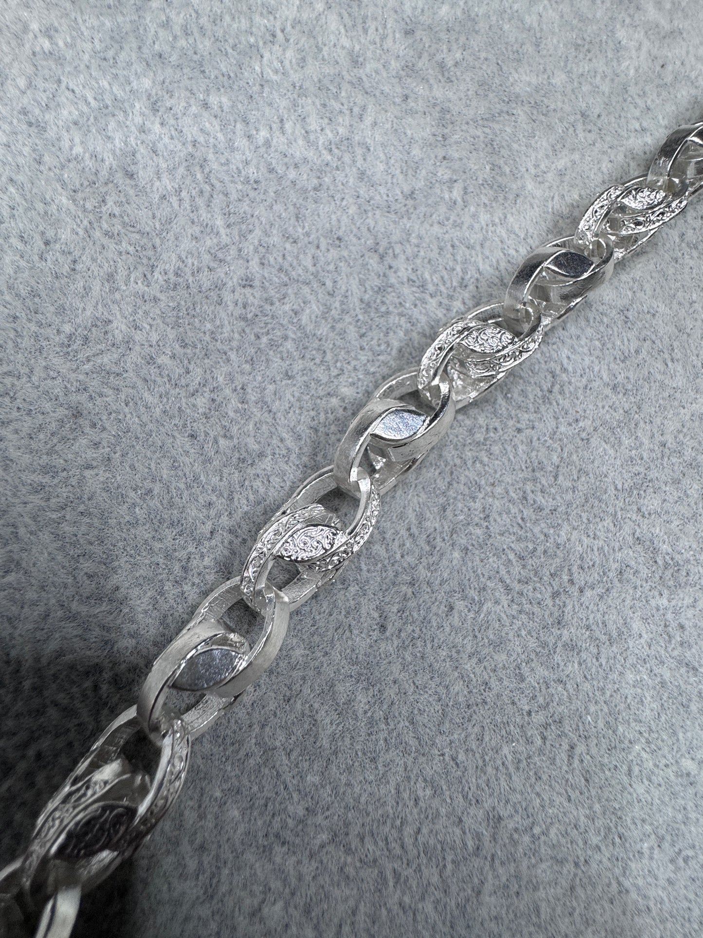 Sterling Silver Patterned & Plain Tulip bracelet 9.5mm