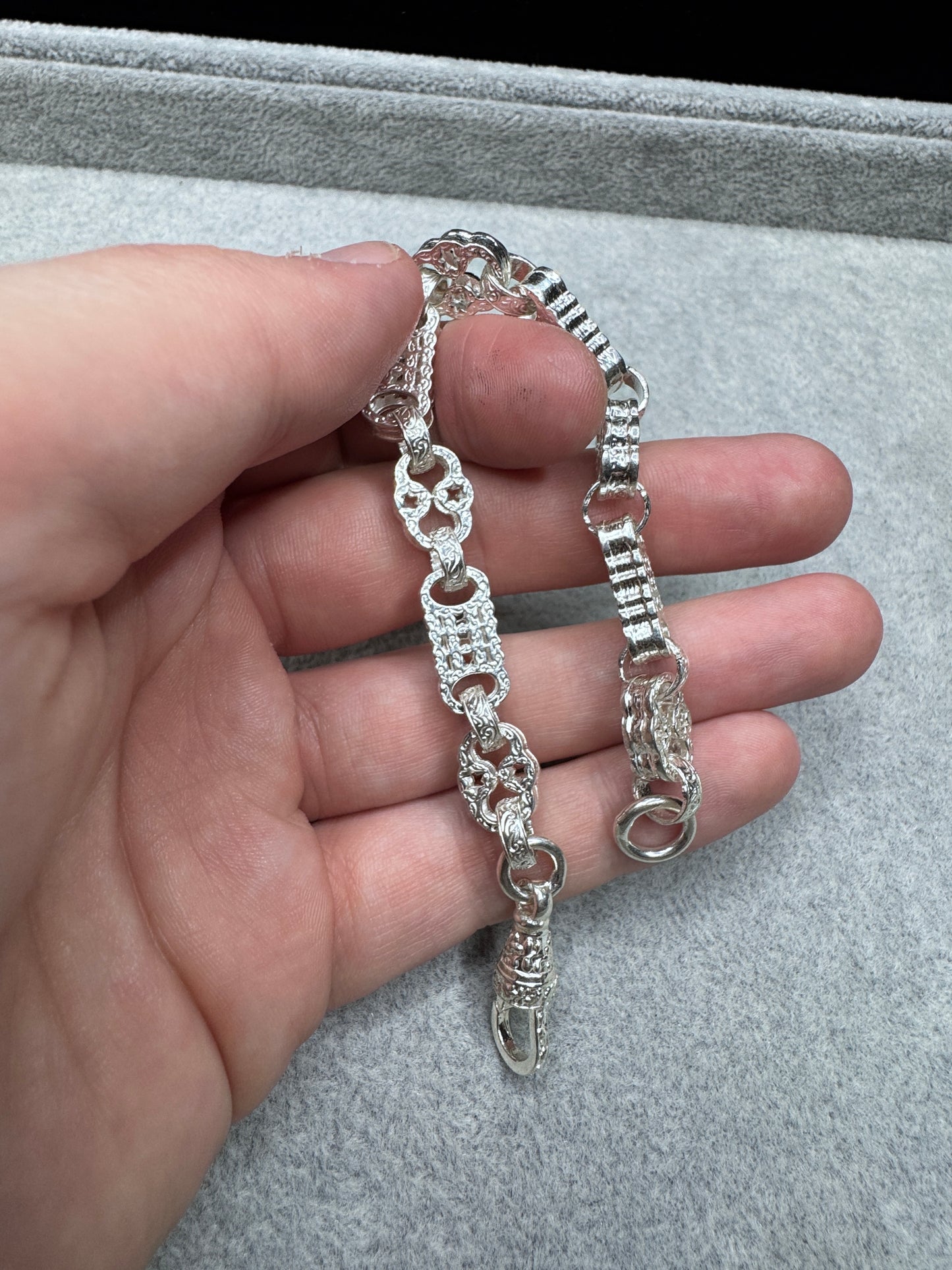 Sterling Silver Stars & Bars Bracelet 8.5mm
