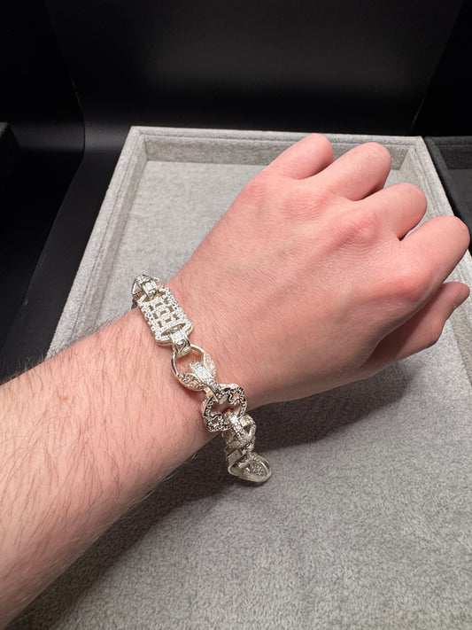 LARGE Sterling Silver Stars & Bars, Tulip & Belcher Bracelet