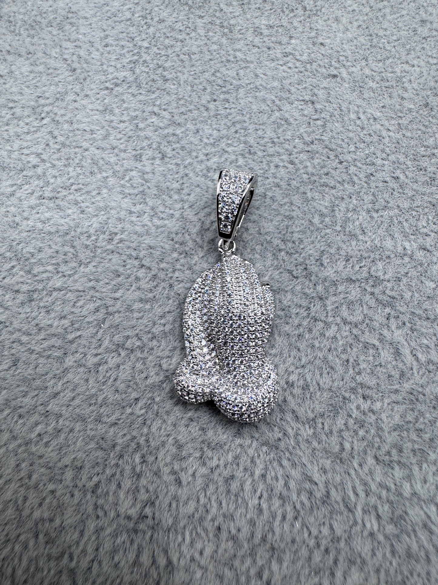 Sterling Silver Cz Praying Hands Pendant