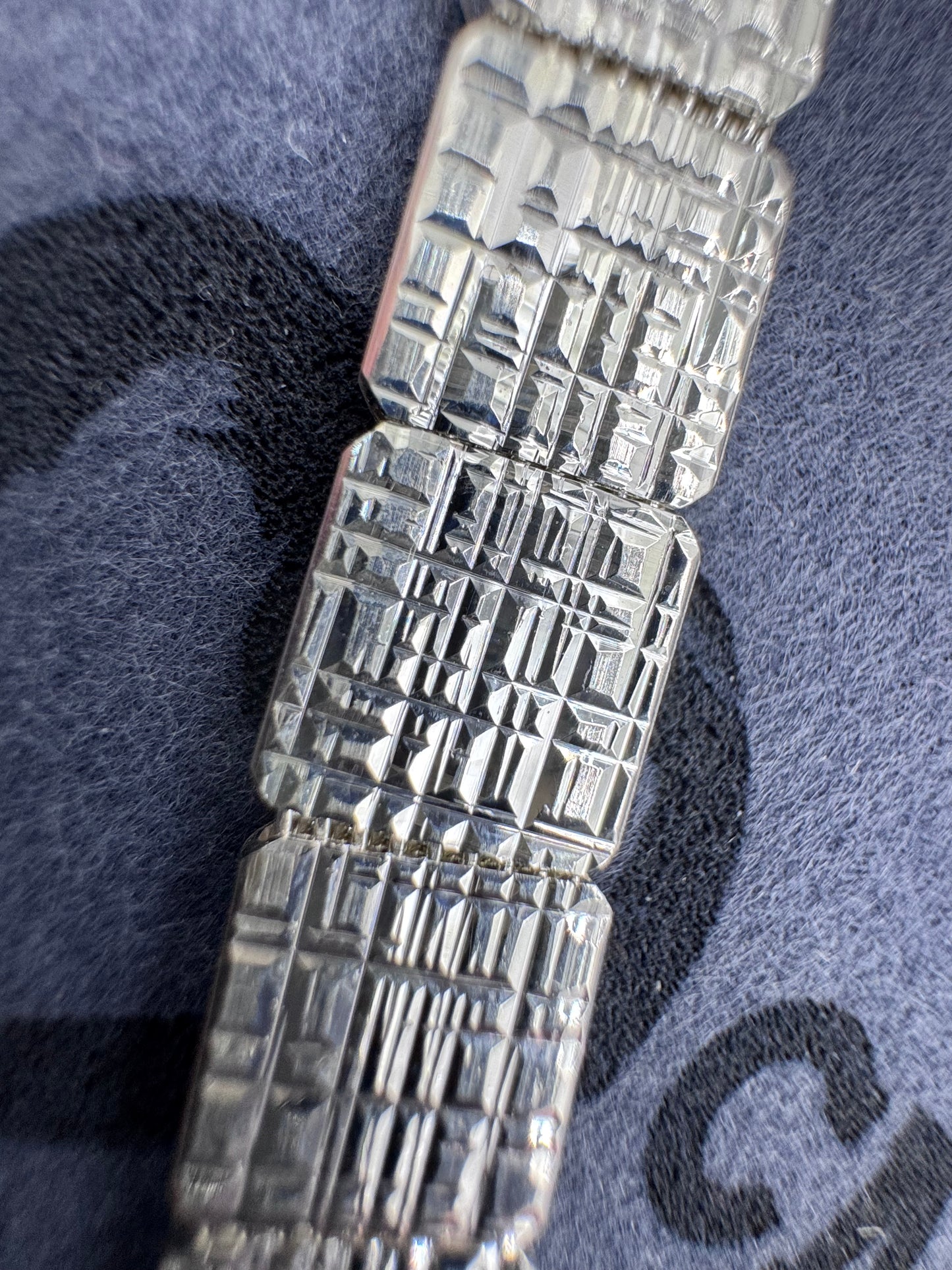 Sterling Silver Bark Textured Strap Link Bracelet – 8mm
