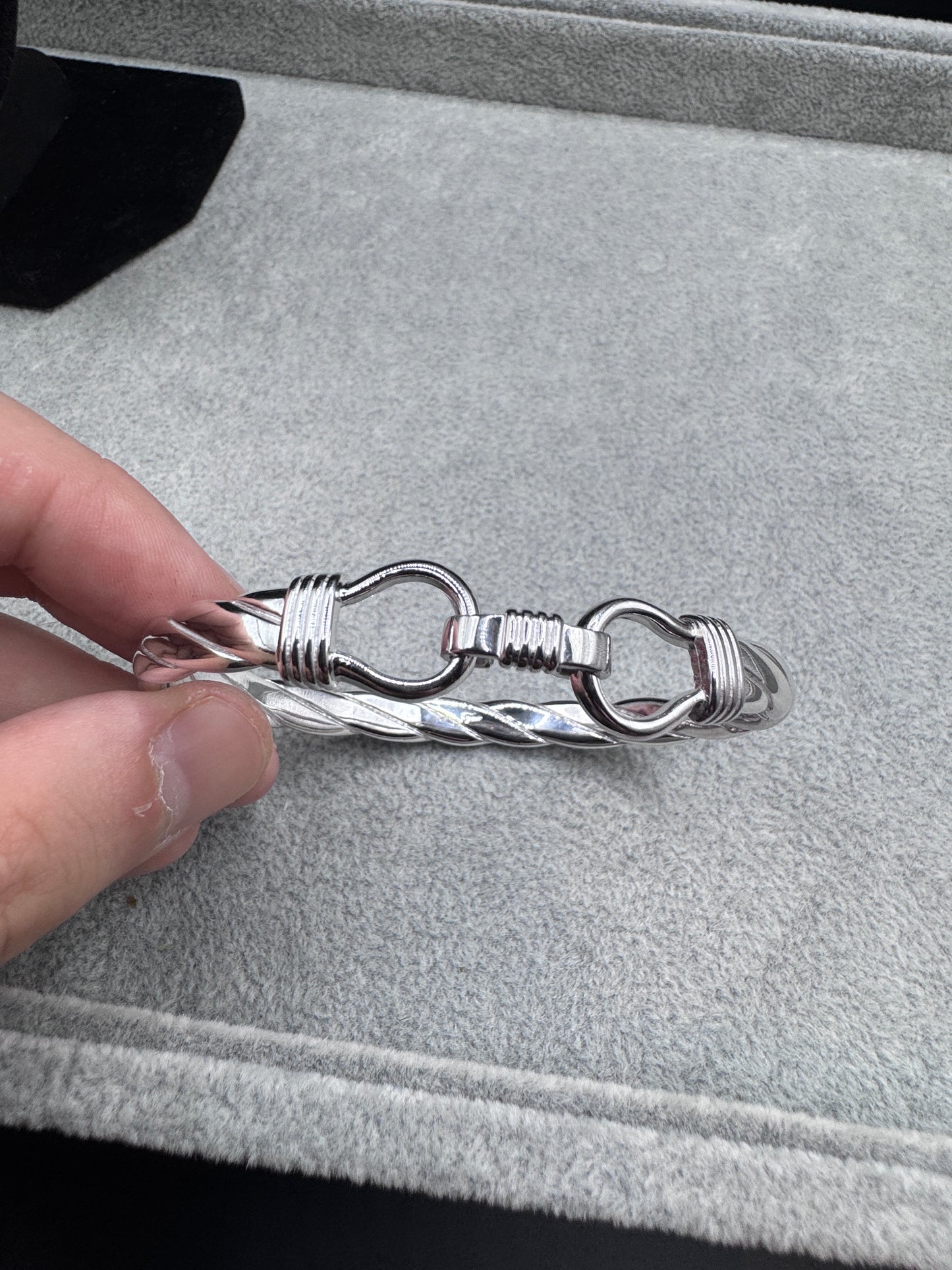 Sterling Silver Double Hook Bangle