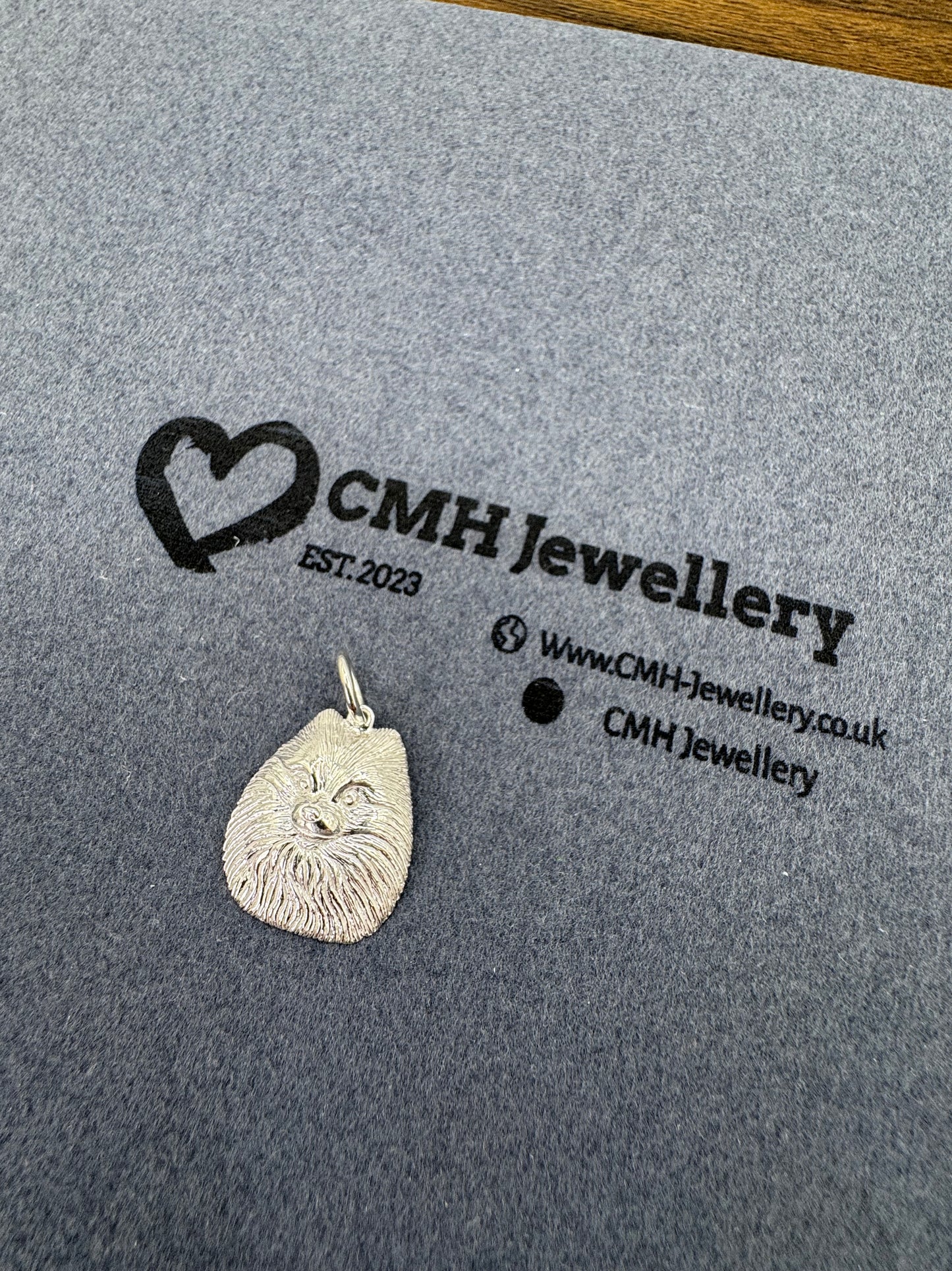 Sterling Silver Pomeranian Husky Pendant 24.5mm