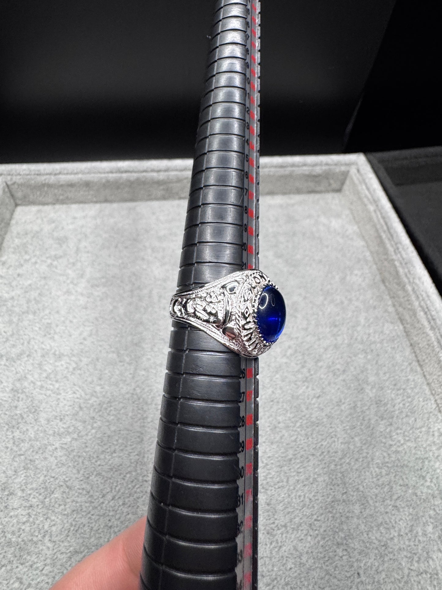 Sterling Silver Blue Stone College Ring