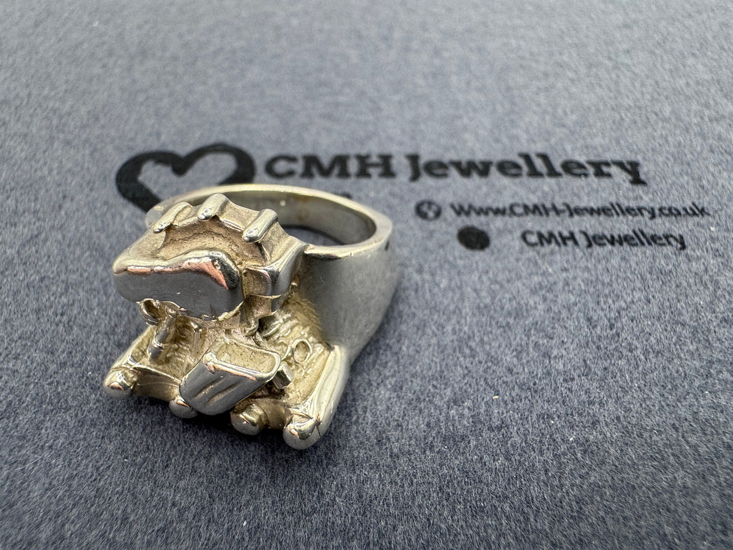 Sterling Silver Motorcycle Engine Ring