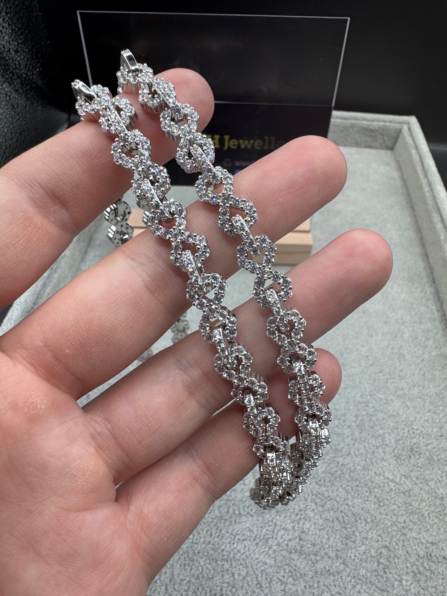 Sterling Silver Cz Infinity Link Chain Necklace