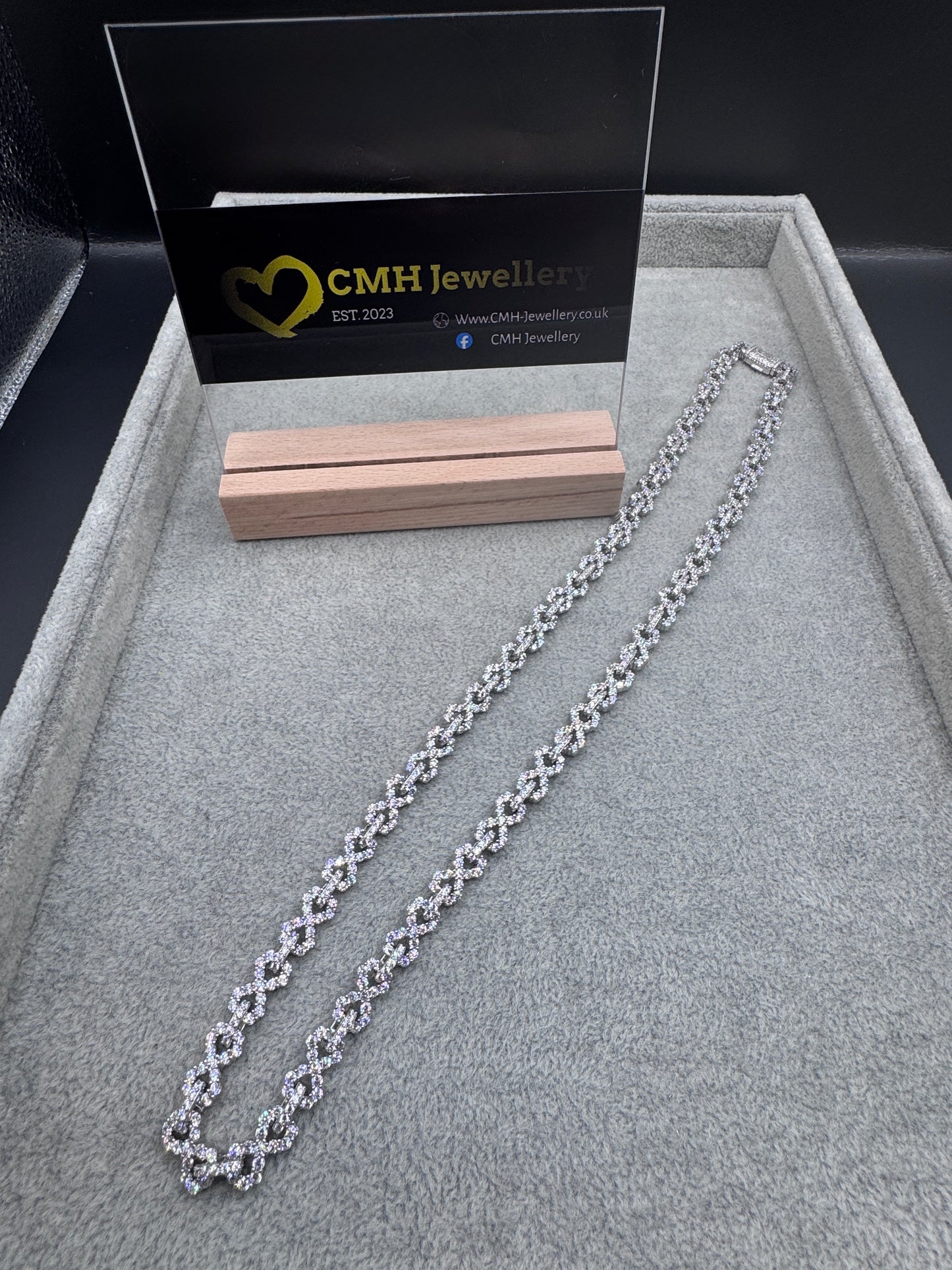 Sterling Silver Cz Infinity Link Chain Necklace