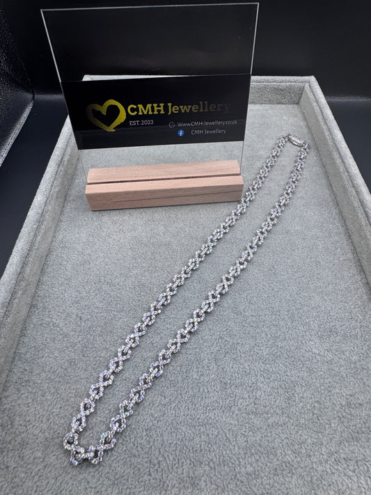 Sterling Silver Cz Infinity Link Chain Necklace
