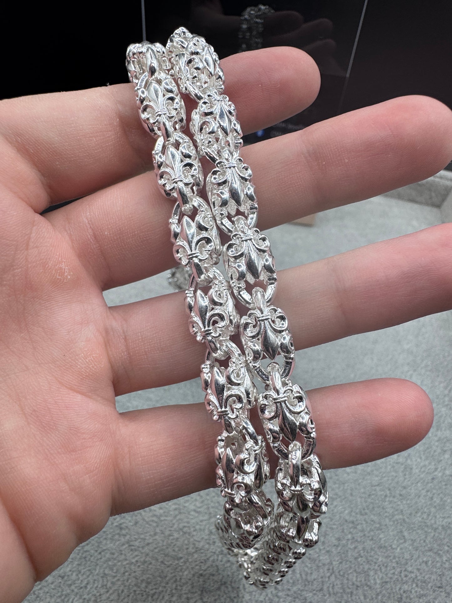 Sterling Silver Large Motif Link Chain Necklace