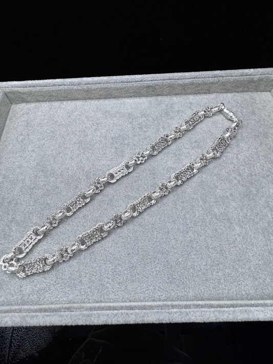 Sterling Silver Stars & Bars Chain Necklace 13mm