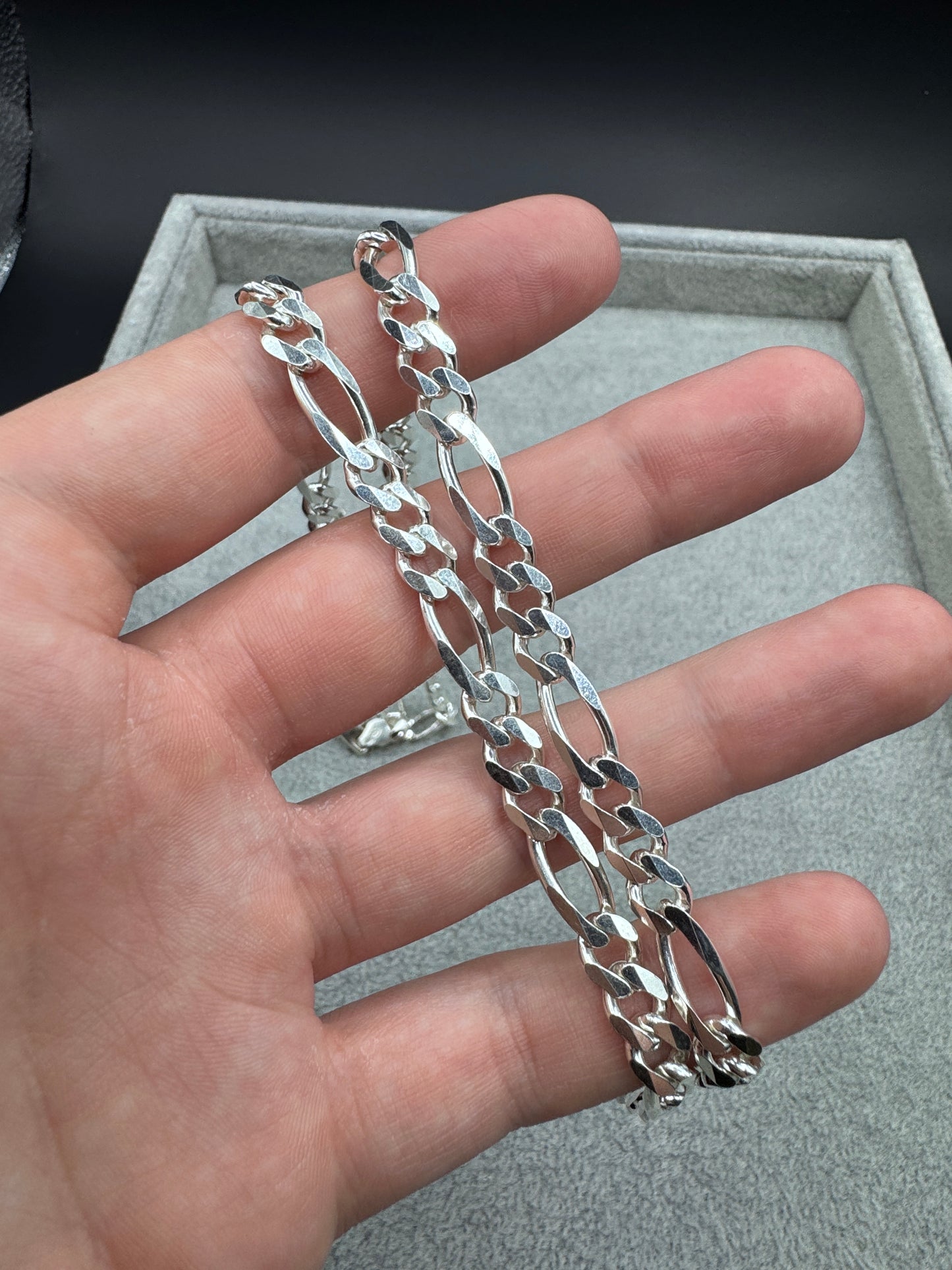 Sterling Silver Figaro Chain Necklace 7mm