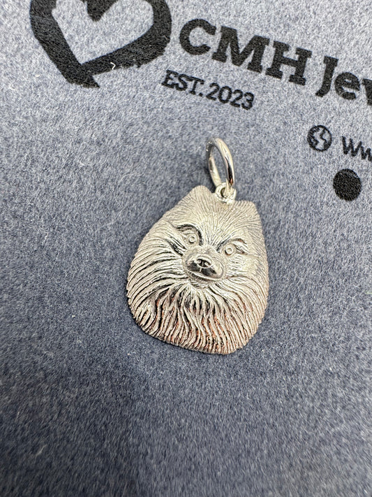 Sterling Silver Pomeranian Husky Pendant 24.5mm