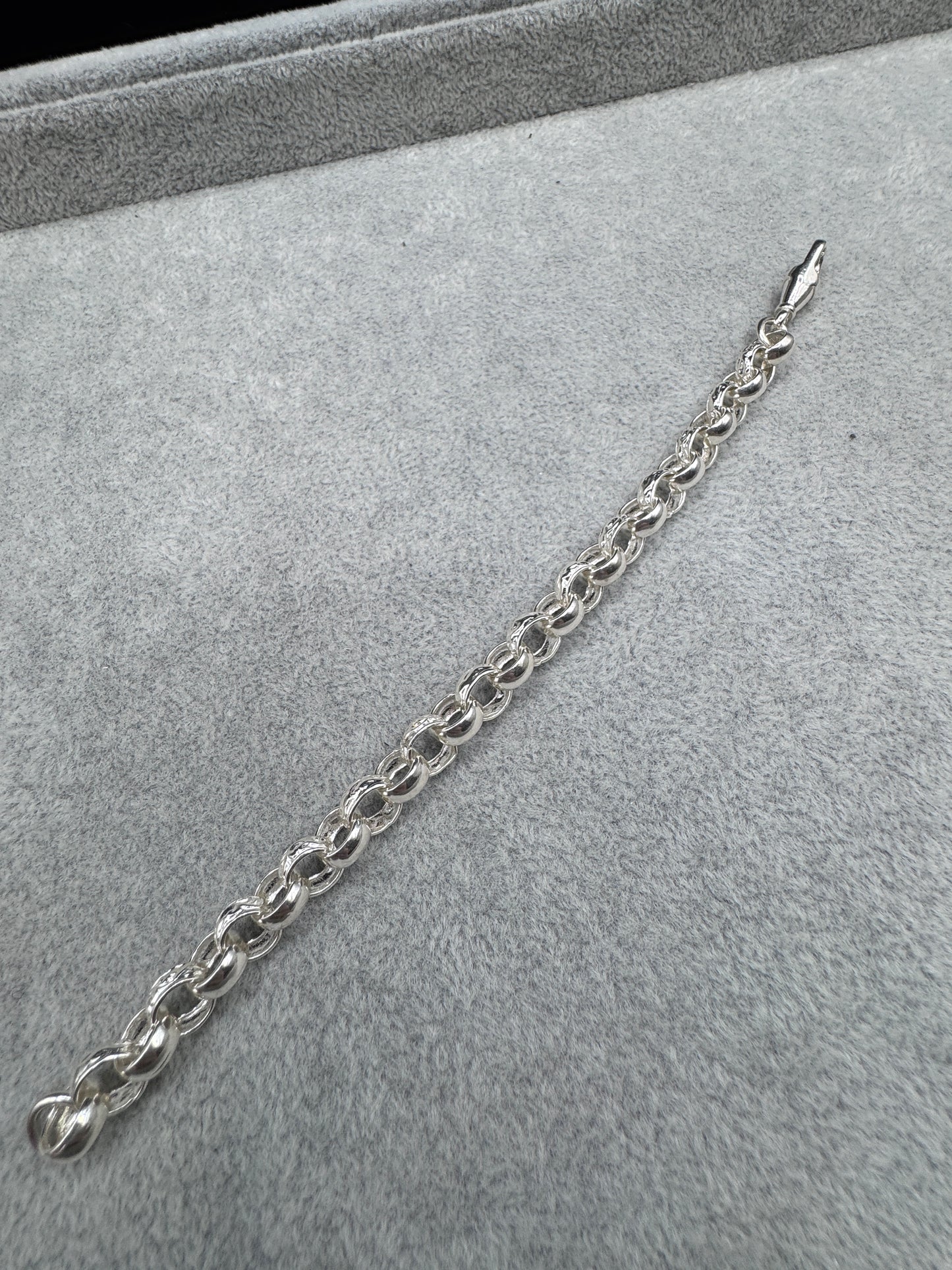 Sterling Silver Patterned and Plain Belcher Bracelet 8mm