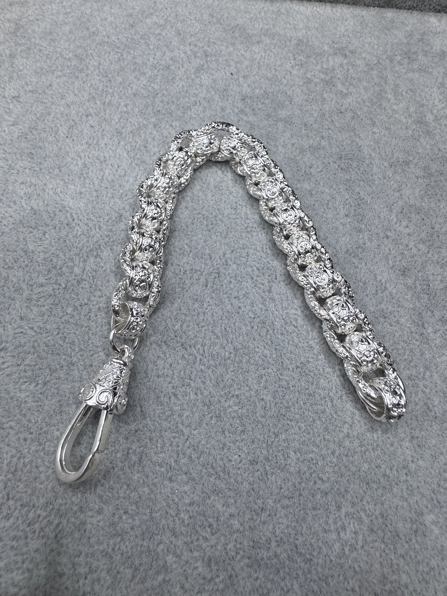 Sterling Silver Patterned Rollerball Bracelet 13.5mm