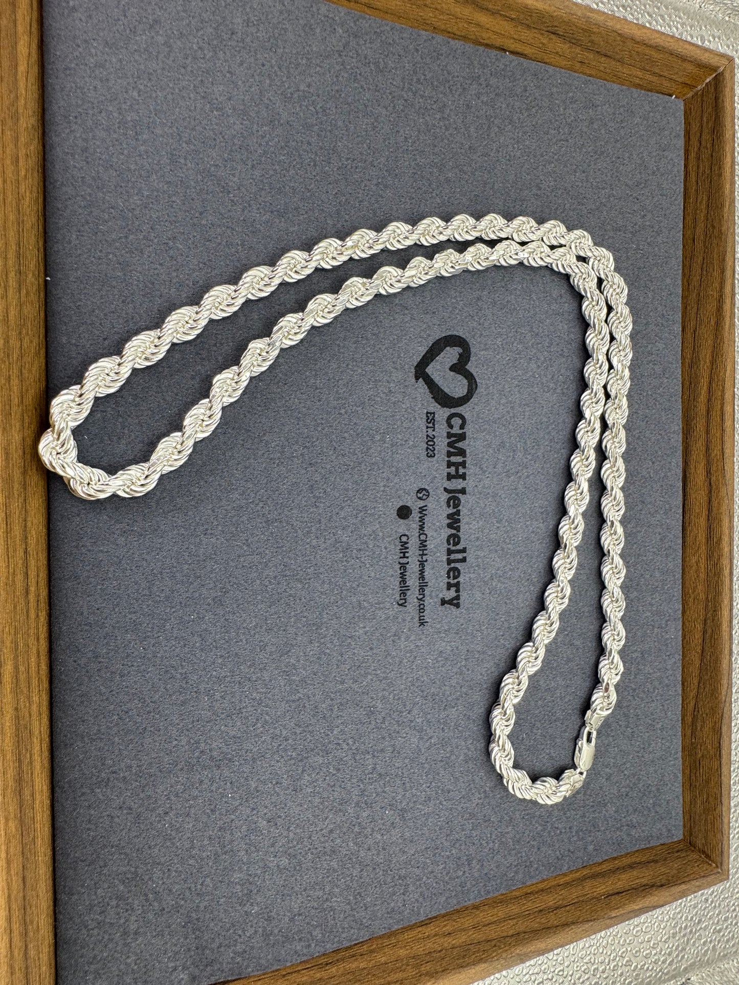 Sterling Silver Large Diamond Cut Rope Chain 8mm