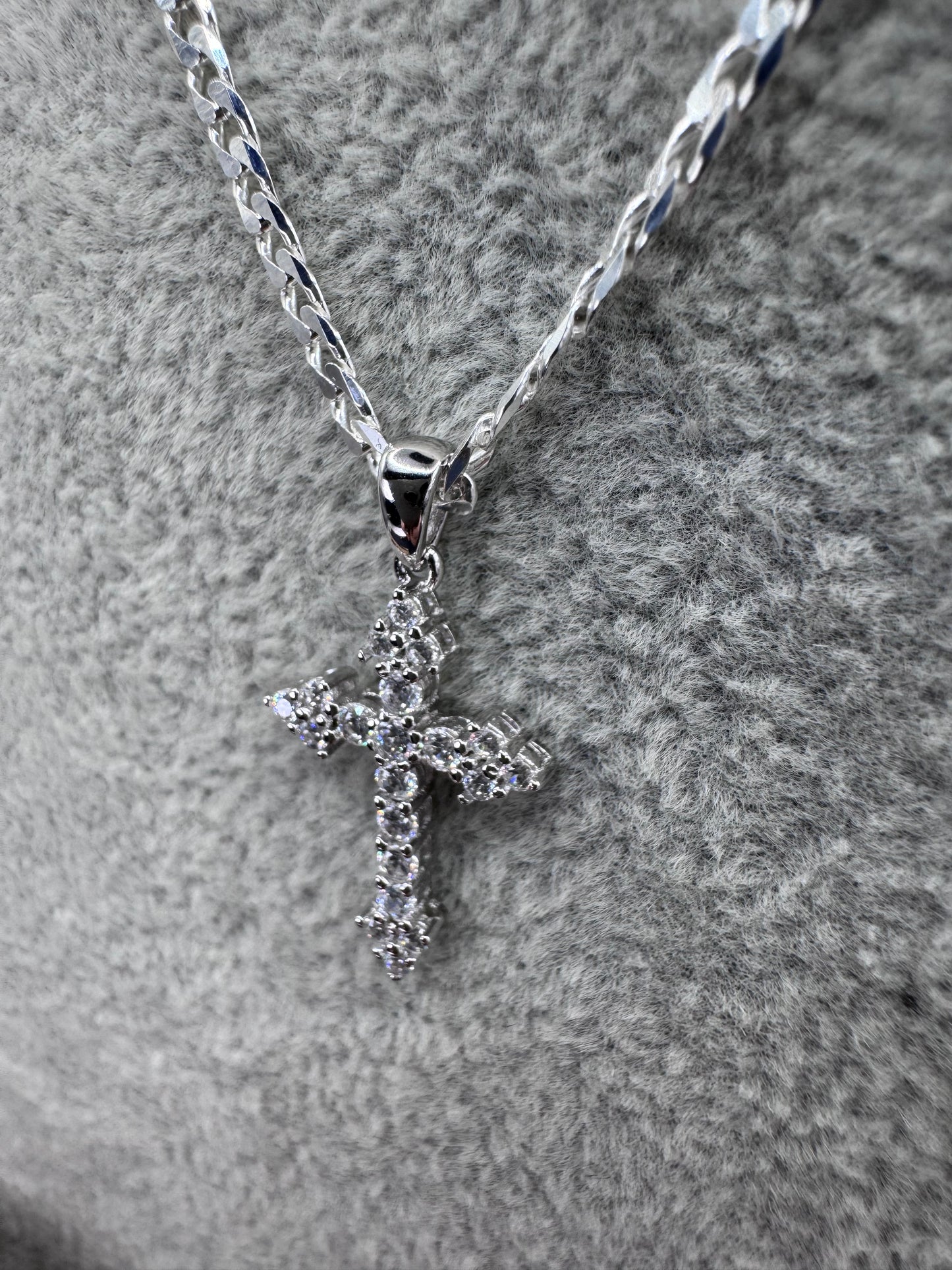 Sterling Silver XS CZ Cross Pendant 25.5mm