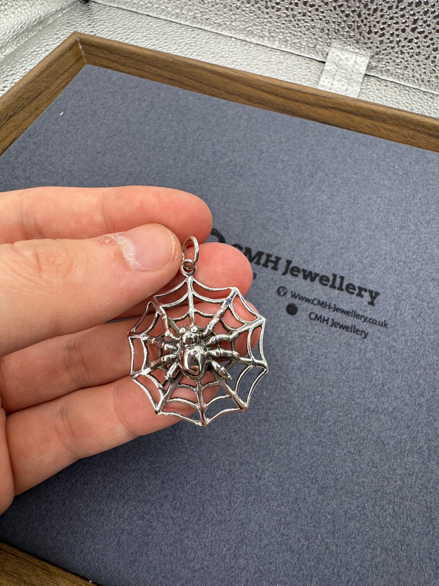 Sterling Silver Spiderweb Pendant