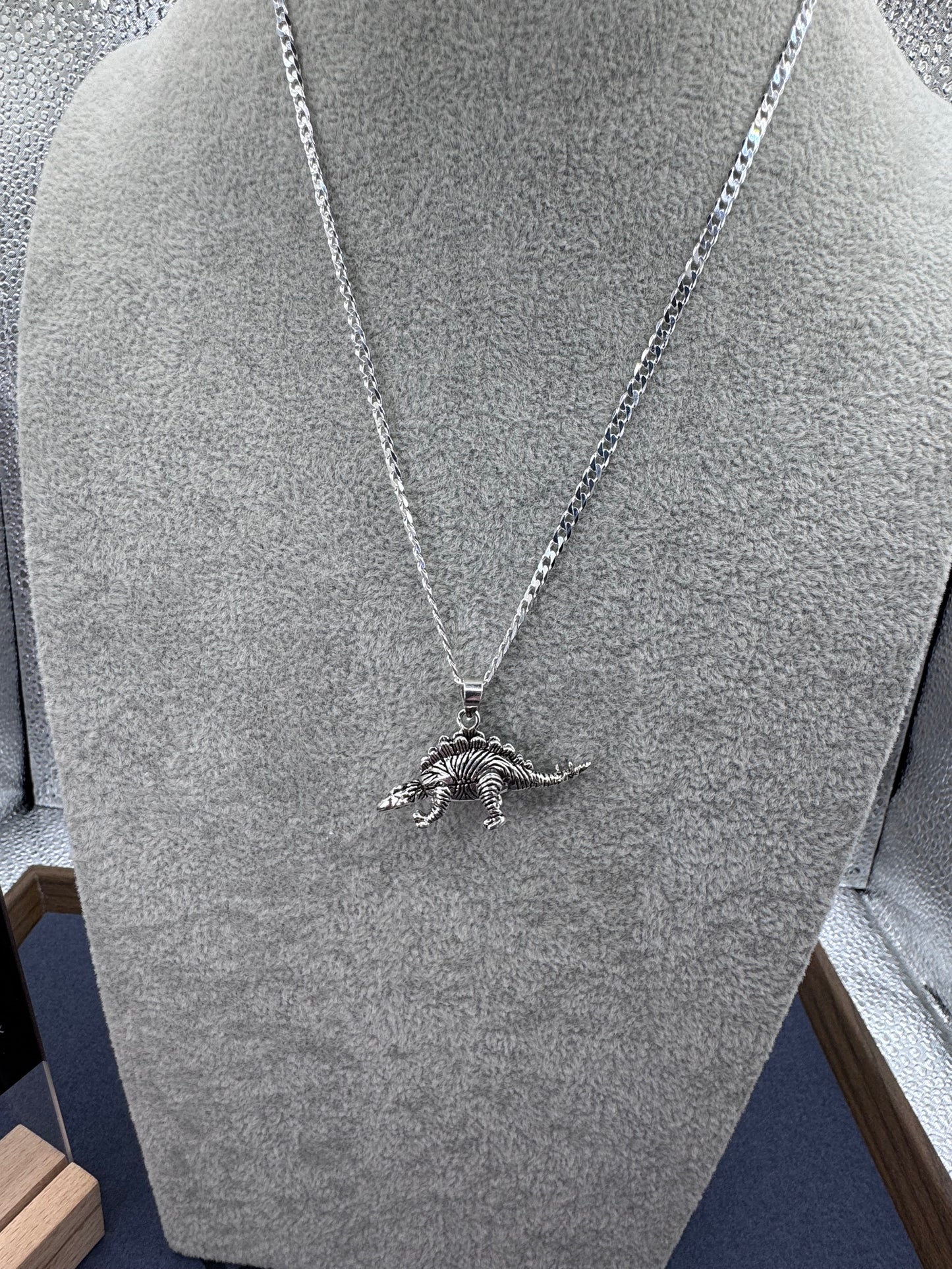 Sterling Silver Articulated Stegosaurus Pendant