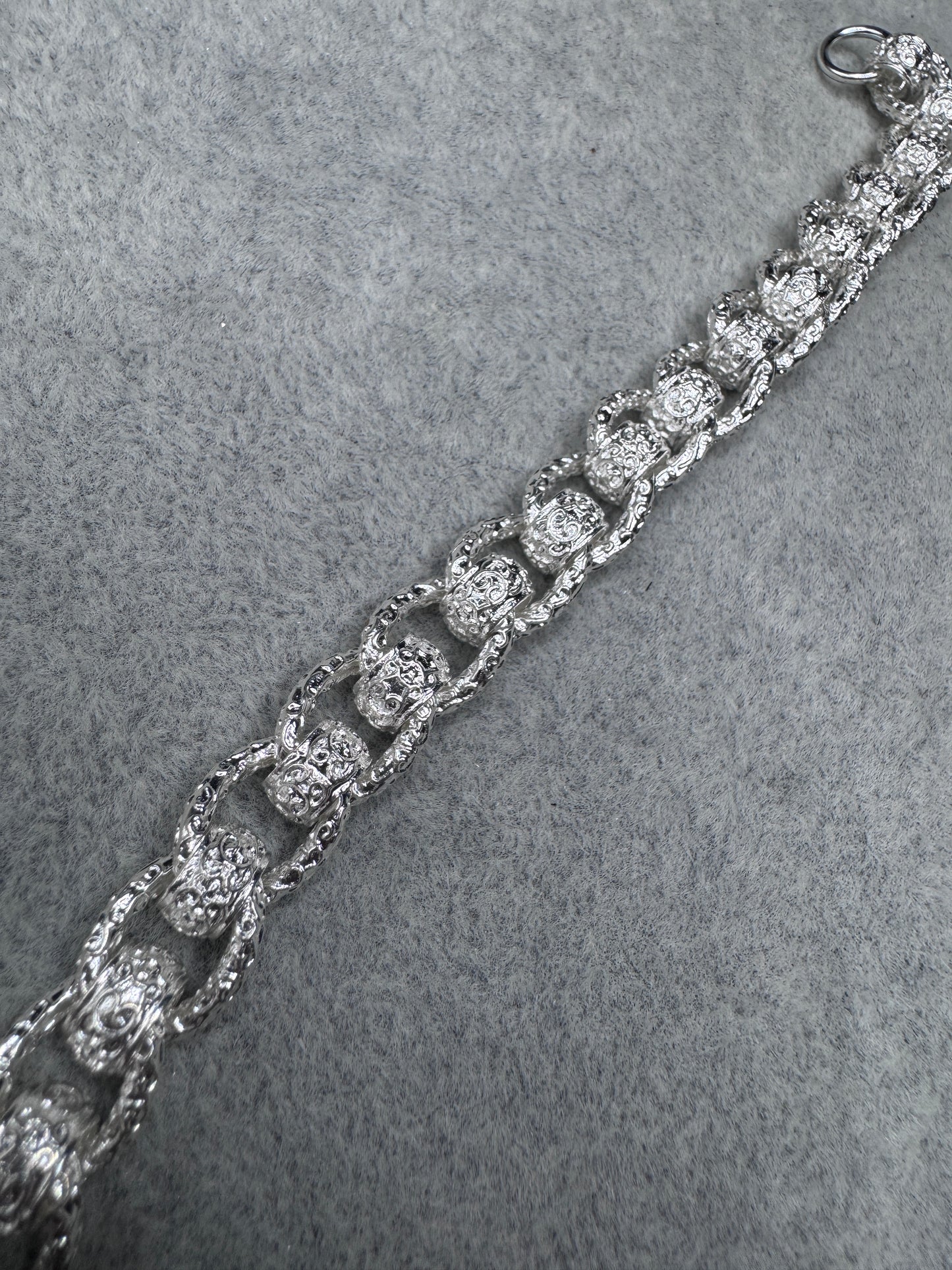 Sterling Silver Patterned Rollerball Bracelet 10.5mm