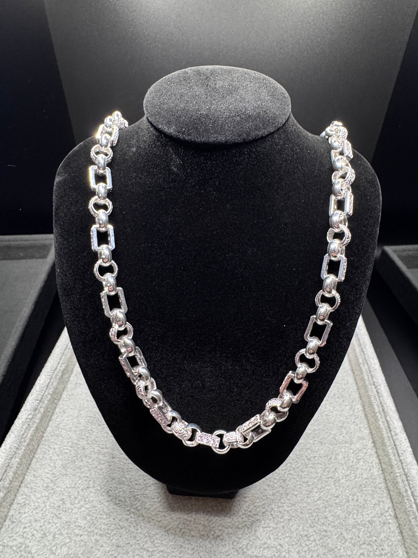 Sterling Silver CZ Gypsy Link/Belcher Chain Necklace