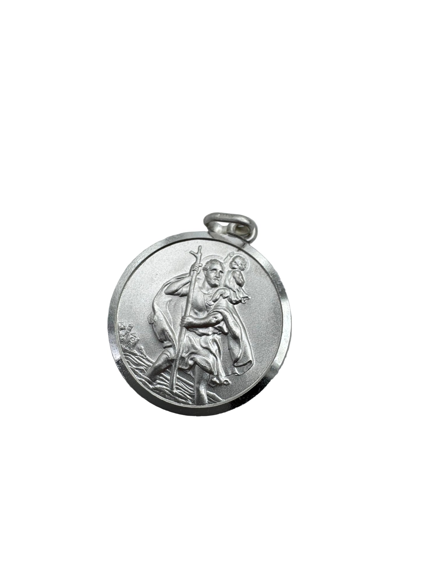 Sterling Silver St. Christopher Pendant 27.5mm Double sided