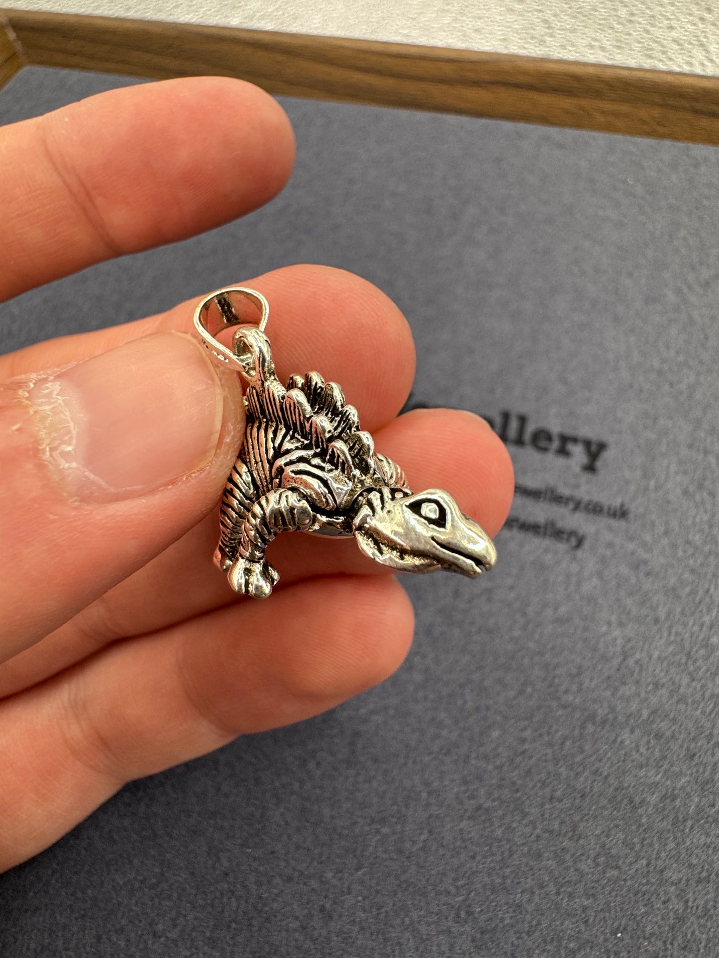 Sterling Silver Articulated Stegosaurus Pendant