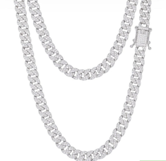 Sterling Silver Cz Cuban Chain 6mm